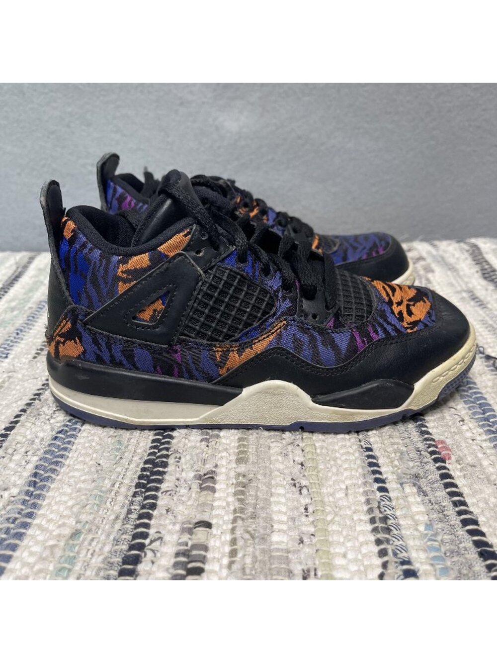 Nike Air Jordan 4 IV Retro Rush Violet Tiger Print Shoes Size 12C